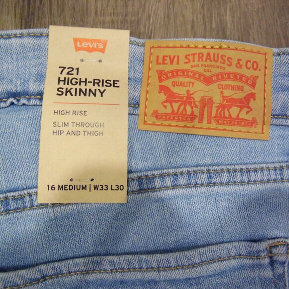 Levi's 721 High-Rise Skinny Lightwash Jeans Ladies Size 16 Med W33 L30 - Picture 8 of 11